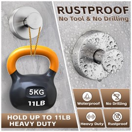 Supopular Reusable Heavy Duty Suction Cup Hooks for Kitchen/Bathroom/Shower - Wet-Proof Hooks for Towels, Robes, Loofah&Wreaths/No Drill Mounting on Glass, Tile, Metal (2, Brushed Nickel)