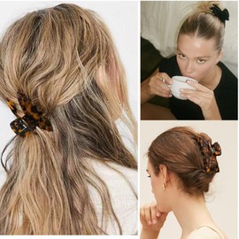 FSMILING 2 Stück Haarklammer Groß Haarspangen Damen Große Haarklammer SchwarzAcetat Haarklauenclip Haargreifer Haarkrallen Für Dickes Dünnes Haar