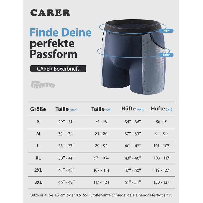 Carer Pack of 2 Bamboo Men's Incontinence Boxer Shorts Washable