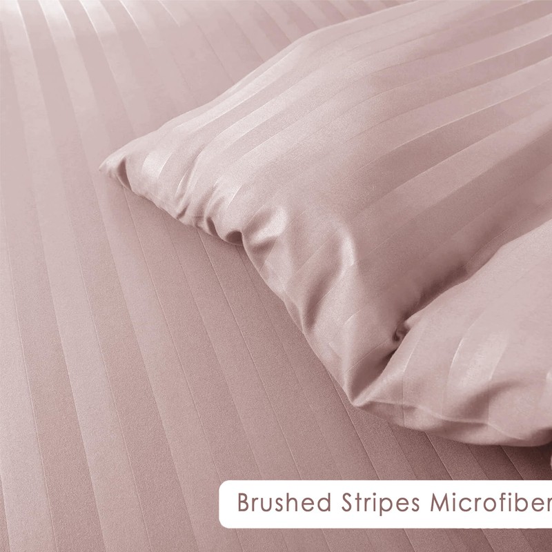 Simply Amelia Satin Stripe Single Blush Duvet Cover Sets Premium