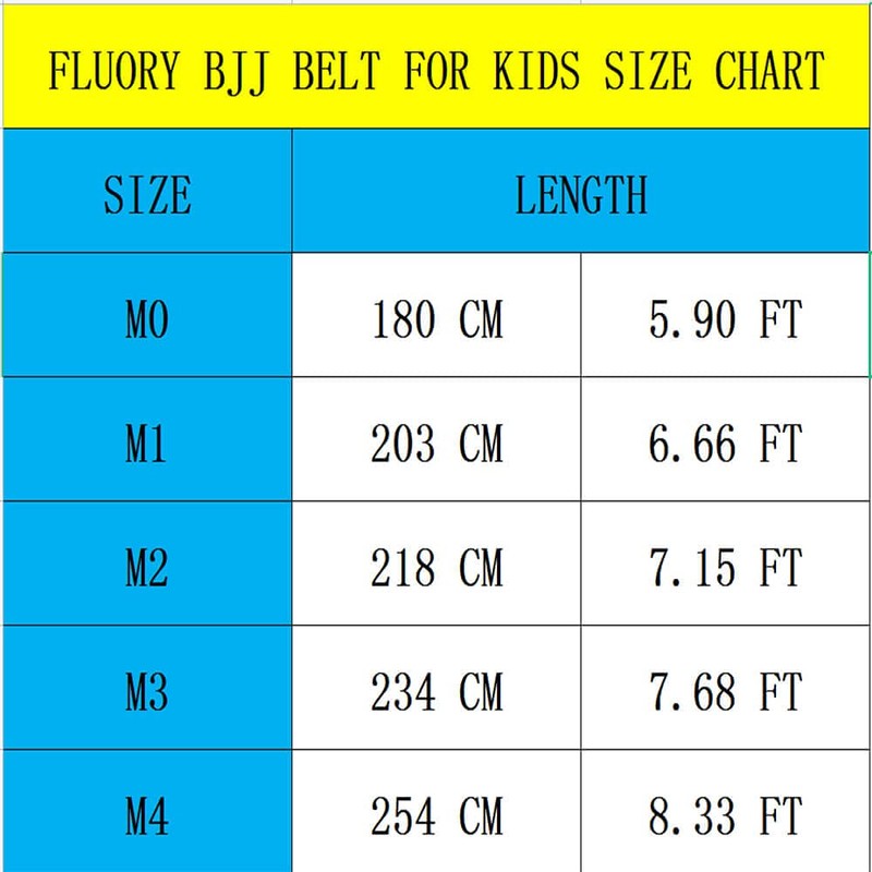 FLUORY BJJ Cinturón para niños, cinturones brasileños Jiu Jitsu hechos