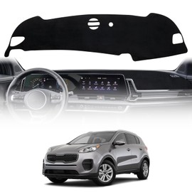 FETUSI Dash Cover Mat Compatible with Kia Sportage 2023-2025 Accessories, Dashboard Cover Flannel Non-Slip Sunshade Protector Pad No Glare Black (Without HUD)