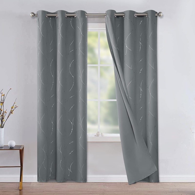 BUHUA Blackout Curtains for Bedroom 2 Panels Set, Grommet Thermal