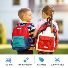 MaxGear - Etiquetas de tela sin planchar, etiquetas autoadhesivas para escribir, color blanco mate, 90 etiquetas