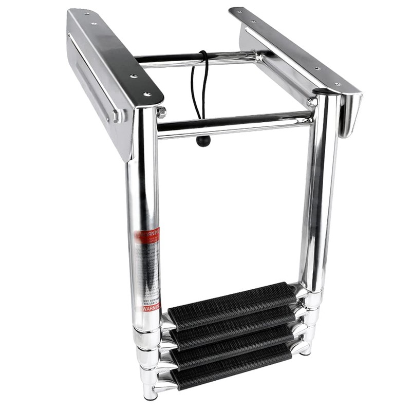 Stainless Steel Telescopic 4 Step Pontoon Boat Ladder, Extendable Dive