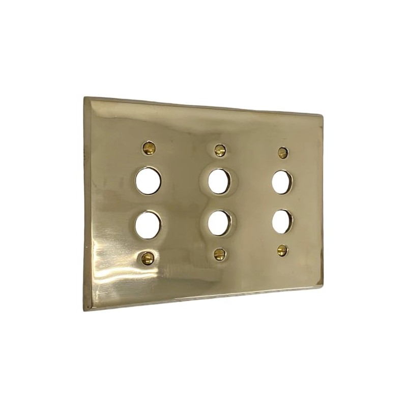 Triple Gang Brass Push Button Switch Plate