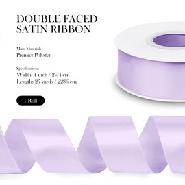 1 Inch Double Faced Purple Satin Ribbon, 25 Yards Solid Silk Fabric Ribbons Perfect for Floral Bouquet Christmas Bows Gift Wrapping, Hair Accessories, Wedding Party Decoration, DIY Crafts