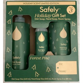 Safely 3 Piece Holiday Gift Set Dish Soap, Hand Soap, Room Spray - Forest Pine