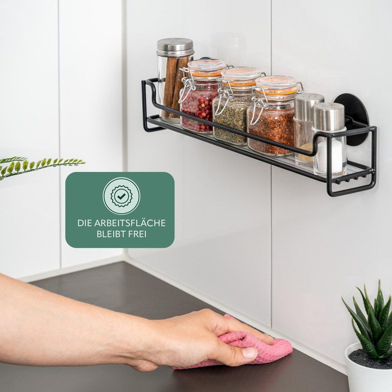 bremermann Wall Mounted Spice Rack for Gluing or Drilling Black