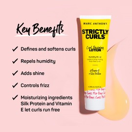 Marc Anthony Curl Defining Lotion, Strictly Curls - 2 Pack - Silk Protein & Vitamin E Hair Gel for Dry Damaged Curly Hair - Sulfate-Free Moisturizing Detangler & Anti Frizz Styling Product - 8.3 Fl Oz