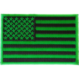Ivamis Trading Kelly Green American Flag Patch - 3x2 inch. Embroidered, Sew-on or Iron-on Patch