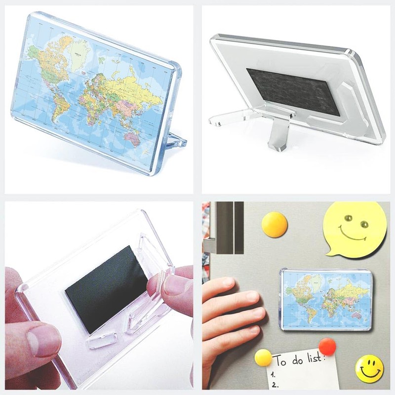 Classic Rectangle Magnet with Stand - World Map Globe Earth