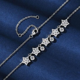 Moissanite Star Cluster Pendant Necklace | Lab Grown Diamond & Rhodium Plated Pendant | Sterling Silver Necklace for Women | Moissanite Necklaces for Women | Charm Pendants | Non Tarnish Pendants