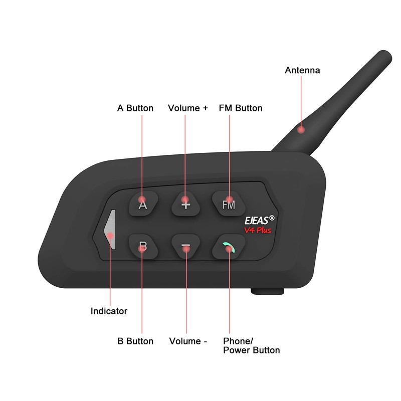 MIMIRACLE V4 Plus Motorcycle Helmet Bluetooth Intercom Headset, Up to