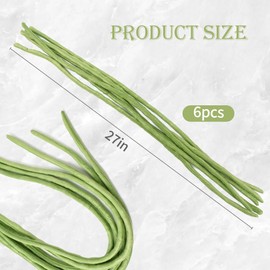 HUIANER Artificial Green Long Beans 6pcs Fake Long Bean Faux Fake Vegetable Food Model Display Props for Home Kitchen Garden Decorations Shop