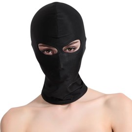 Breathable Zentai Hood Full Face Cover Mask Open Eye Mouth Headgear Grim Cosplay Roleplay Prank Carnival Hood Mask (Open Eyes)