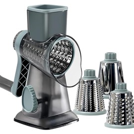 Lacusmare Rotary Cheese Grater with 3 Blades for Slicing, Coarse Grating, Fine Shredding, Graters for Kitchen, Slicers and Vegetable Cutters, Vegetable Chopper, Parmesan Cheese Grater (Blue)