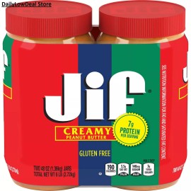 Jif 2 PACK - Jif Creamy Peanut Butter (48 oz.) Gluten Free - Total 96 oz