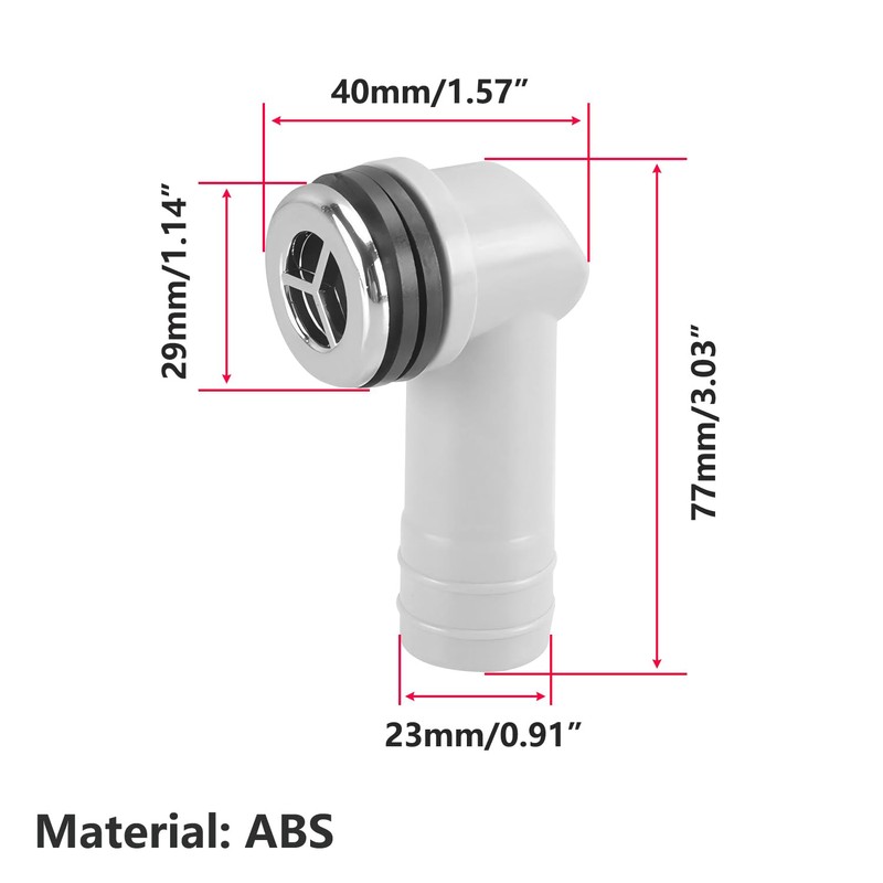 QRITY 1 PCS Overflow Pipe, 29x29mm Round Interface, Kitchen Sink