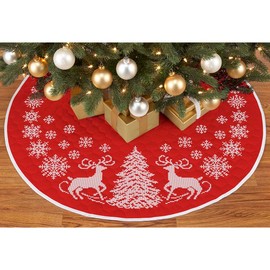 Herrschners Enchanted Winter Tree Skirt Stamped Cross-Stitch Kit