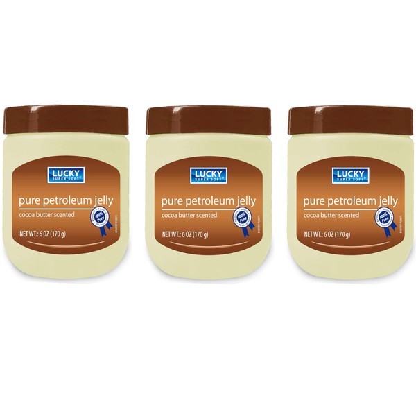 Lucky Super Soft Pure Petroleum Jelly Cocoa Butter 6 Oz (3 Pack)