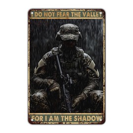 KIYOYO Veteran Vintage Tin Sign Metal Poster Plaque Veterans Day Decor I Do Not Fear The Valley for I am The Shadow Sign Iron Painting Retro Wall Decor Poster for Home Hotel Cafes Sign 8x12 Inch