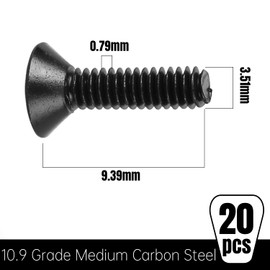 Uxney #6-32x3/8" Flat Head Socket Cap Screws，10.9 Grade Socket Head Screws，Black Medium Carbon Steel，20Pcs