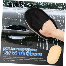 BUGUUYO Car Wash Mitt Auto Polishing Gloves 2 Pack Faux Wool Mitts for Car Detailing Cleaning Tools