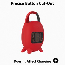 Geiomoo Silicone Carrying Case for JBL Clip 5, Protective Portable Scratch Shock Resistant Cover (Red)