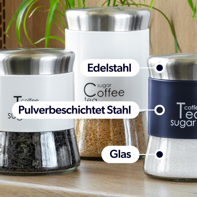 KADAX Glass Container, Container for Coffee, Leaf Tea, Coffee Containers,