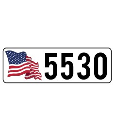 DesignThatSign Waving US American Flag Custom Curb Number Self Adhesive Durable Aluminum