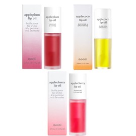 Nooni Korean Lip Oil - Applecoco, 0.12 Fl Oz + Korean Lip Oil - Applecherry, 0.12 Fl Oz + Korean Lip Oil - Appleplum, 0.12 Fl Oz Bundle