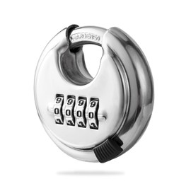 Rohuis Round Combination Lock, Uncuttable Combination Disc Padlock, 3/8 Inch Shackle Outdoor Combo Lock Discus Pad Lock for Storage Unit, Garages, Fences (1 Pack)