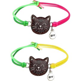 MVOLEGDE Pack of 2 Mood Bracelets Girls, Rainbow Colours Changes Colour Bracelet, Elastic Bracelet Cat, Wrap Bracelet, Friendship Bracelets Children for Children's Birthdays, Easter Gift
