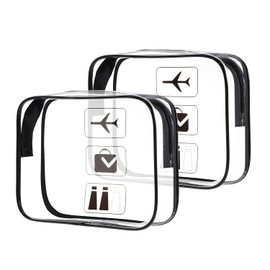 Oderra Toiletry Bag Transparent, Pack of 2 Cosmetic Bags, Transparent, TSA Approved Hand Luggage Toiletry Bag, Travel Accessories of Liquids for Men and Women