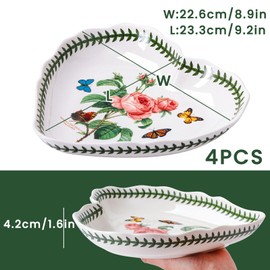 KXZ 22oz Ceramic heart Plates Set Of 4, 9 Inch Heart-Shaped Dessert Plates, White Appetizer, Salad Place, Restaurant Utensils, Microwave, Oven And Dishwasher Safe, White With Floral Pattern