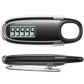ORIA 3D Pedometer for Walking, Step Counter for Walking, Accurate Clip On Pedometer with Removable Clip, Spring Snap Hook, Simple Step Tracker for Men Women Teens Seniors