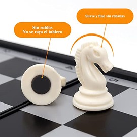 TIME4BUY Juego de Mesa 3 en 1 con Ajedrez Magnético, Checkers y Backgammon, Ajedrez Plegable con Tablero de Chess, Juego de Ajedrez Portatil y Profesional para Niños y Adultos (27cm x 27cm Abrir)