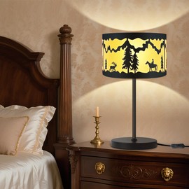 Kariosid 15.8" Farmhouse Table Lamp for Living Room,Rustic Lamps with Fabric lampshade,Small Bedside Table Light for Nightstand,Mid Century Modern Lamp for Bed Room,Office,Dorm,Kids Room,Restaurant