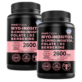14-in-1 Inositol Supplement & Hormone Support for Women - 40:1 Myo-inositol & D-Chiro Inositol Ovarian Support Capsules for Hormone Balance with Folate, Vitamin D and B12 (120 count) (Pack of 2)