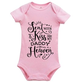 YCICIVDee Sent With A Kiss From My Daddy In Heaven Newborn Short Sleeve Crawl Baby Bodysuit