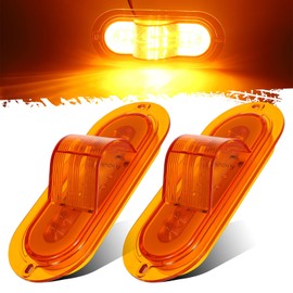 Partsam 2Pcs 6 Inch Oval Led Mid Ship Turn Signal and Side Marker Clearance Lights Amber Lens Sealed with 3-Wire Pigtail for Led Trailer Lights, Weathertight Plug