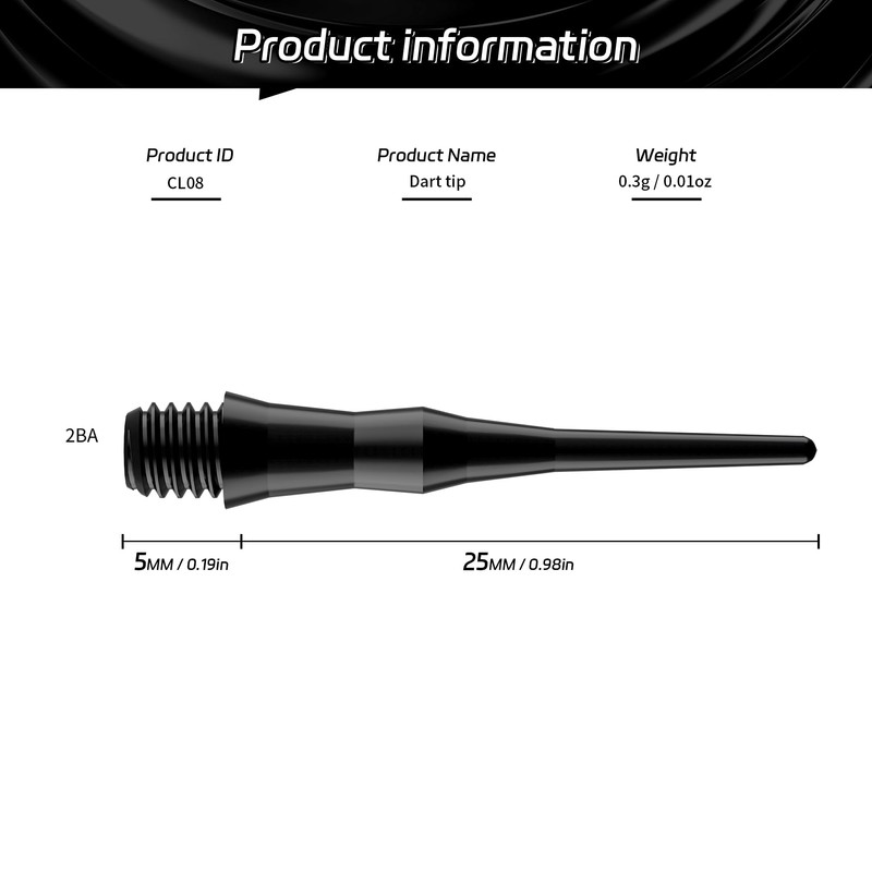 CyeeLife 100 x Black Plastic Dart Tips Standard Thread