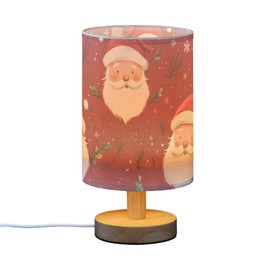 Oarencol Bedside Table Lamp Christmas Santa Snowflake Nightstand Lamp with Wood Desk Lamps for Bedroom Living Room Nursery Office Home Decor