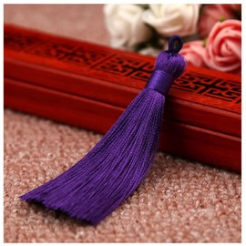 SHTGOI Pack of 10 8 cm Tassels Handmade Tassel Pendant Fringe with Ice Silky Cord Loops Floss Bookmark Tassels for Jewellery Souvenir DIY Clothing Craft Accessories Purple