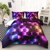 Nttopship Neon Geometry Boys 3 Pieces Violet and Blue Comforter
