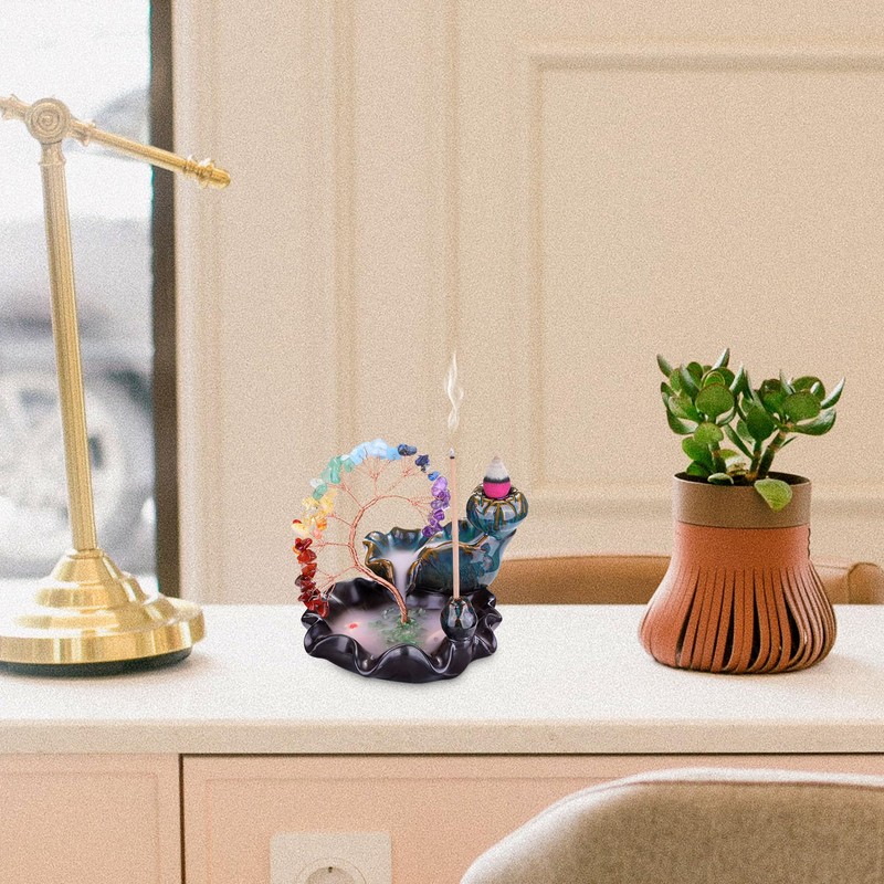 JSDDE Backflow Incense Burner with Chakra Tree of Life Decorative