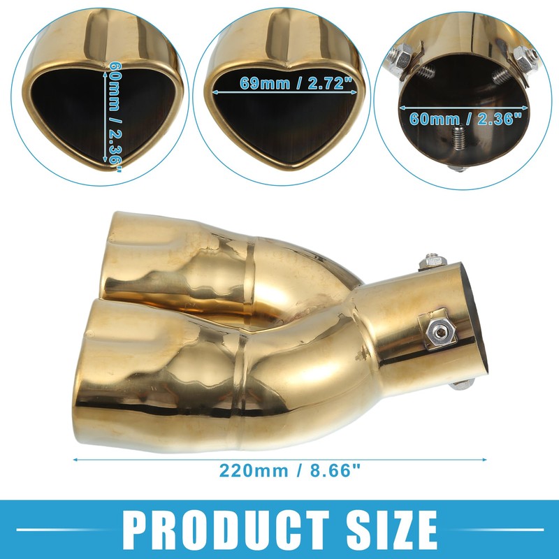 X AUTOHAUX Car Dual Exhaust Tip Heart Shaped Tail Pipe