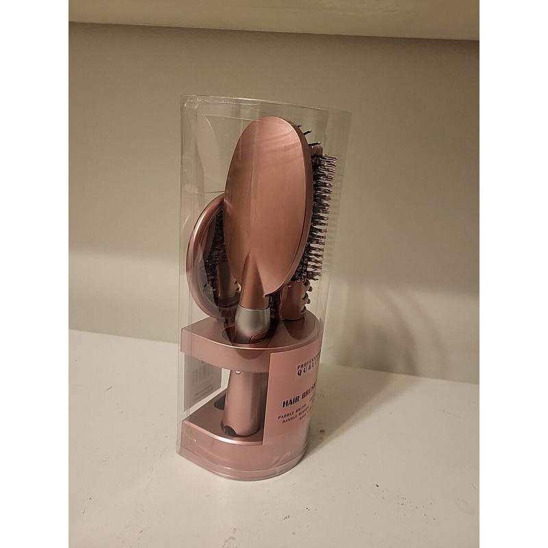 Professional Quality 5-Piece Professional Quality Hair Brush Gift Set, Mirror,