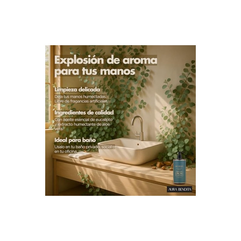 Jabón Líquido Manos con Aceite Esencial de Eucalipto 500ml Aura